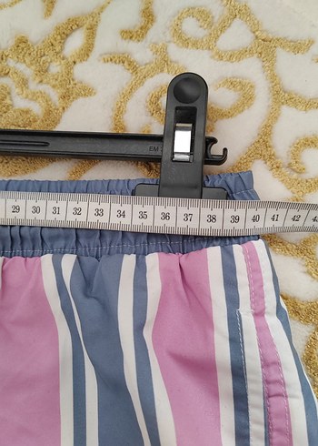 Pembe Mavi Çizgili Erkek Mini Şort - Görsel 5