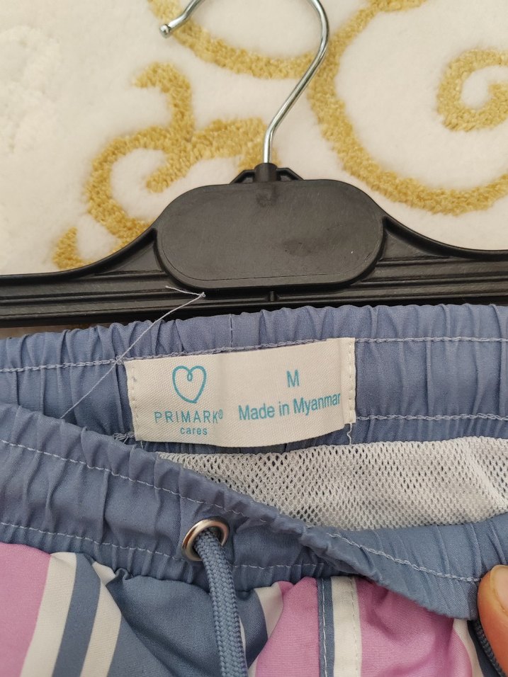 Pembe Mavi Çizgili Erkek Mini Şort - Görsel 3