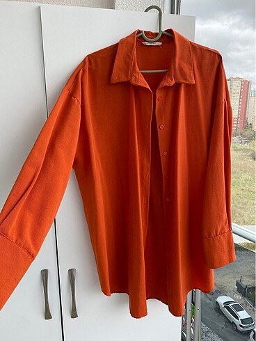 m Beden turuncu Renk Oversize Gömlek