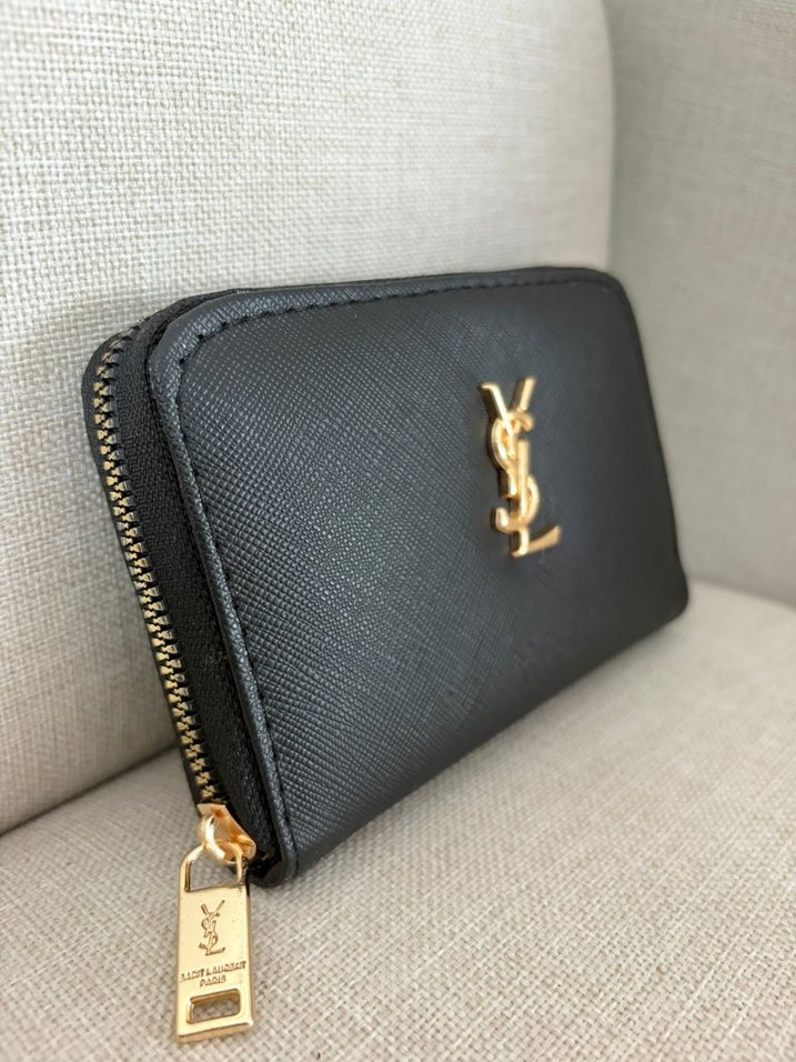 Şık Siyah Mini Cüzdan & Kartlık Seti  Gold Detaylı  Sıfır Ürün - Görsel 3