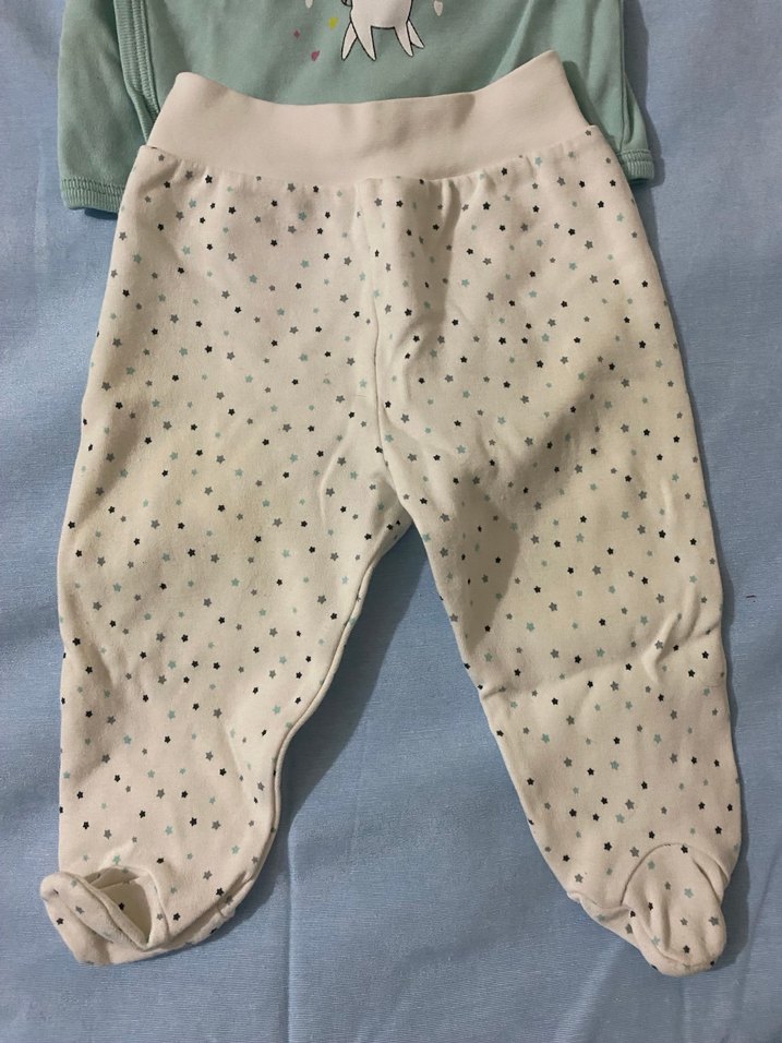 Uzun Kollu Yeşil-Beyaz Bebek Takımı - Görsel 2