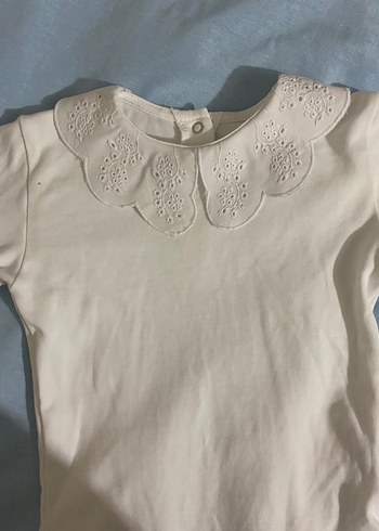 Dantel Yaka Beyaz Uzun Kollu Bebek Body - Görsel 2