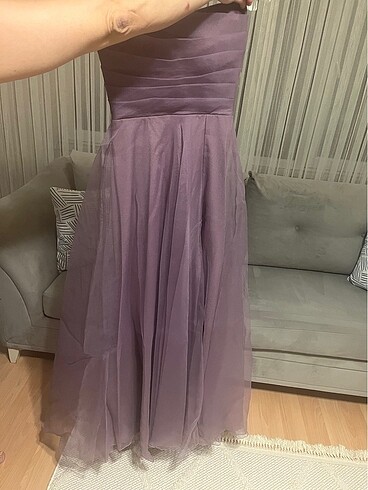 Eser MEZUNİYET İÇİN Lila Abiye Elbise Yırtmaçlı
