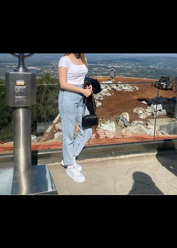 38 Beden Buz mavisi Boyfriend Rahat Kesim Kot Pantolon