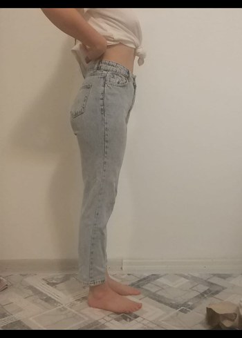 Zara Buz mavisi Boyfriend Rahat Kesim Kot Pantolon