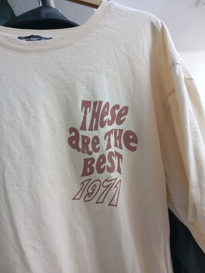 Bej Baskılı  Tişört, Kısa Kollu - Görsel 3