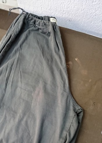 Gri Keten Rahat Kesim Kadın Pantolon - Görsel 2