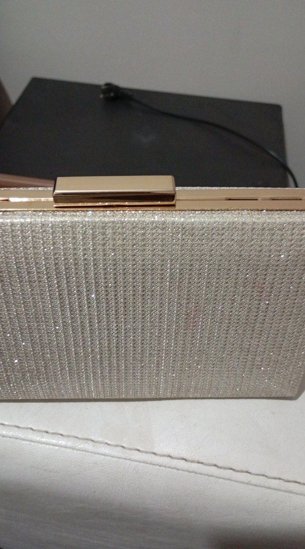 Bej Parlak Payetli Kadın Abiye Çanta - Görsel 2