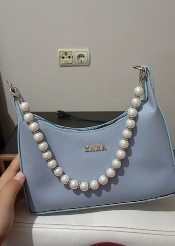 Zara Mavi Deri Kadın Çanta - Görsel 2