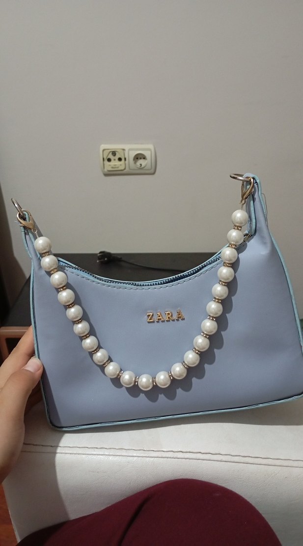 Zara Mavi Deri Kadın Çanta - Görsel 2