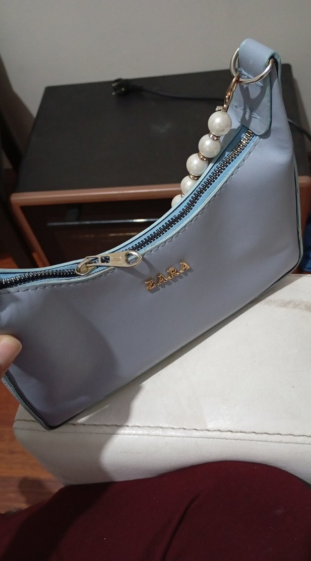 Zara Mavi Deri Kadın Çanta - Görsel 3