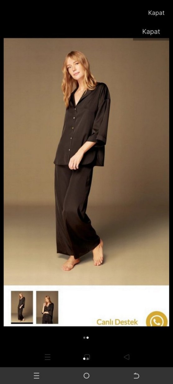 Bonjour Madame Siyah Kadın Midi Geniş Kesim Kısa Kollu Pijama - Görsel 2