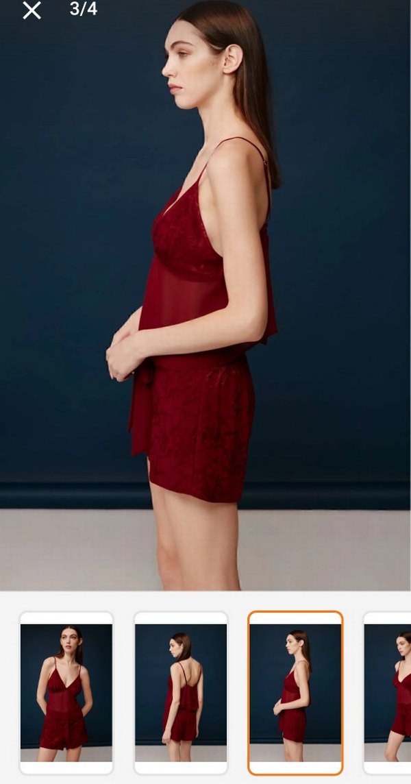 pierre Cardin  bonny clyde Bordo Mini Askılı Kadın  şort Takımı - Görsel 2