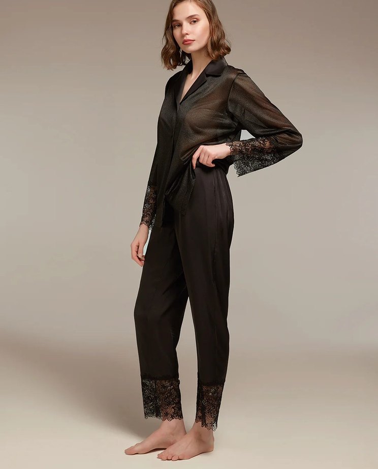 bonjour madame 6 parca set Siyah Uzun Kollu Kadın çeyiz seti - Görsel 4