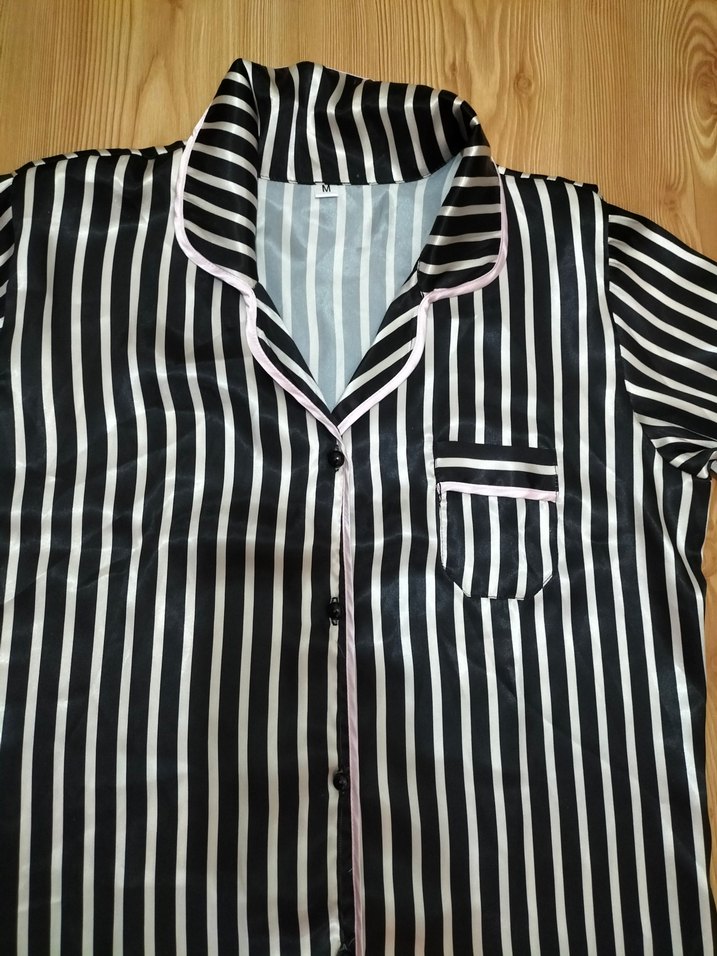 Çizgili Siyah Kadın şort Takımı - Görsel 4