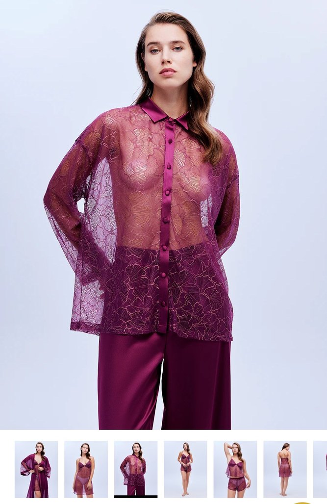 bonjour madame.  6 parça Mor Uzun Kollu Bohem Kadın çeyiz Takımı - Görsel 4