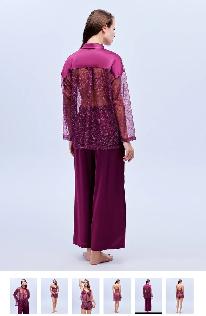 bonjour madame.  6 parça Mor Uzun Kollu Bohem Kadın çeyiz Takımı - Görsel 3