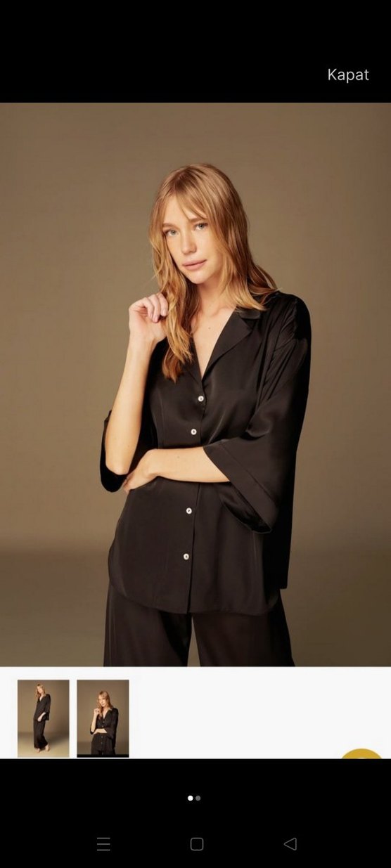 BONJOUR MADAME. Siyah Uzun Kollu Salaş Kadın Pijama Takımı - Görsel 2