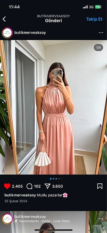 Pembe saten abiye elbise gece elbisesi