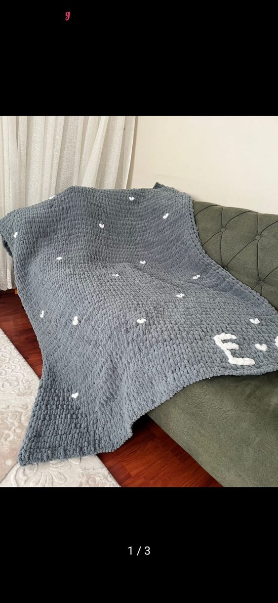 Gri Noktalı Örgü Battaniye - Görsel 2