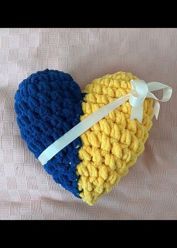 Sarı ve Mavi Nakışlı Dekoratif Yastık - Görsel 2