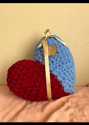 Sarı ve Mavi Nakışlı Dekoratif Yastık - Görsel 4