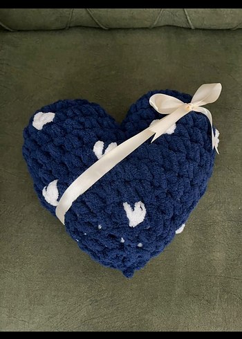 Sarı ve Mavi Nakışlı Dekoratif Yastık - Görsel 5