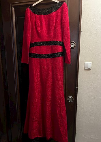 Diğer Klasik Kırmızı Vintage Uzun Abiye Elbise