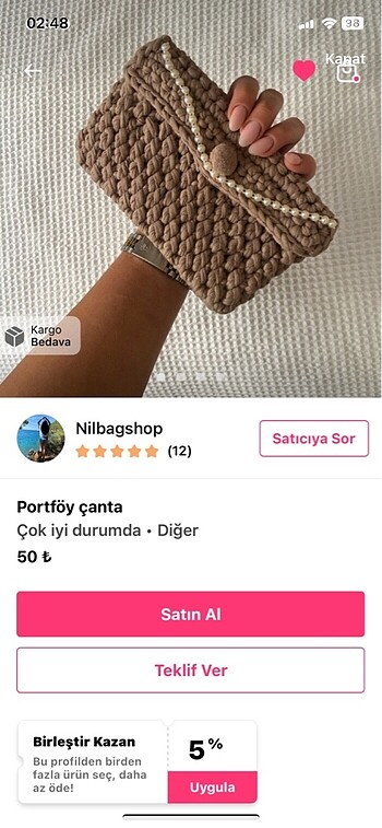 Beden Mini hasır çanta