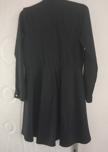 Düğmeli Siyah Uzun  tunik - Görsel 2