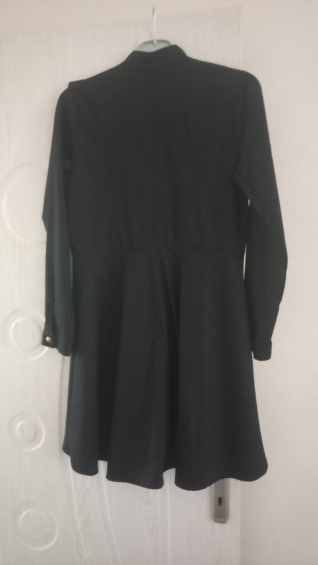 Düğmeli Siyah Uzun  tunik - Görsel 2