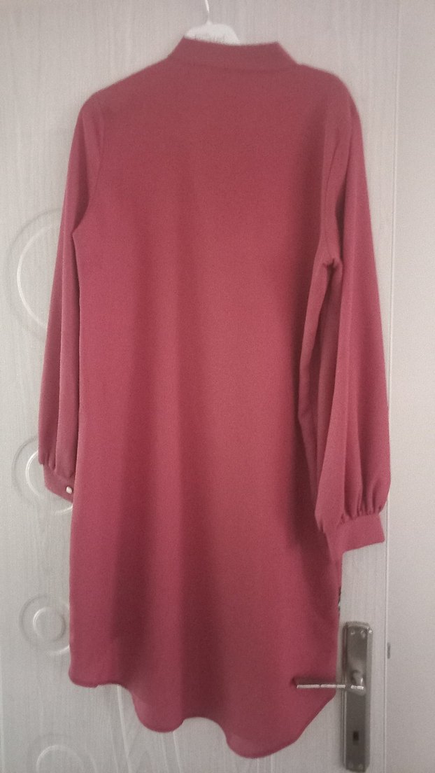 Gül kurusu Nakışlı Bohem Uzun Kollu Tunik - Görsel 2