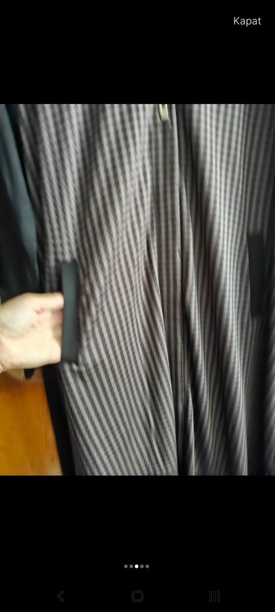 Siyah Kareli Uzun Kadın tunik  kap - Görsel 3