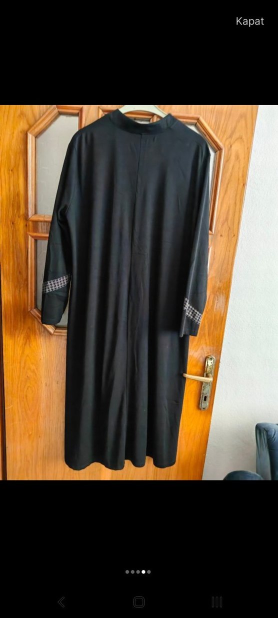 Siyah Kareli Uzun Kadın tunik  kap - Görsel 2