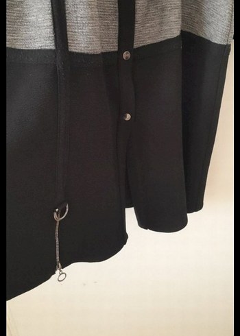 Düğmeli Gri Uzun Kadın Kap 44 beden - Görsel 2