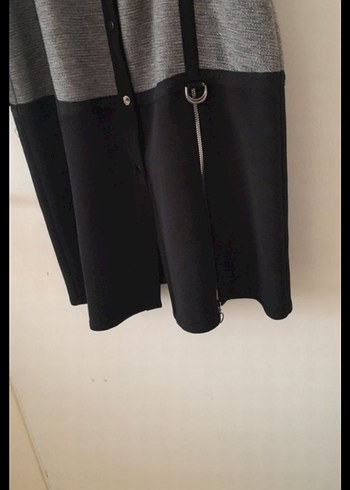 Düğmeli Gri Uzun Kadın Kap 44 beden - Görsel 3