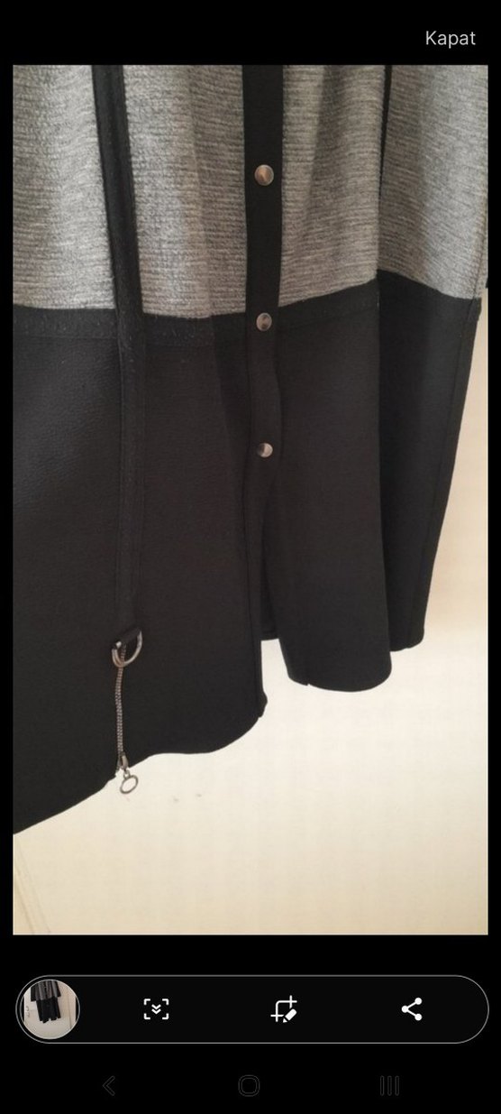 Düğmeli Gri Uzun Kadın Kap 44 beden - Görsel 2