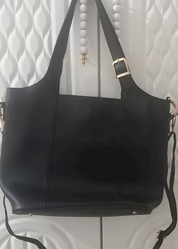 Siyah Deri Kadın Omuz Çantası - Görsel 2