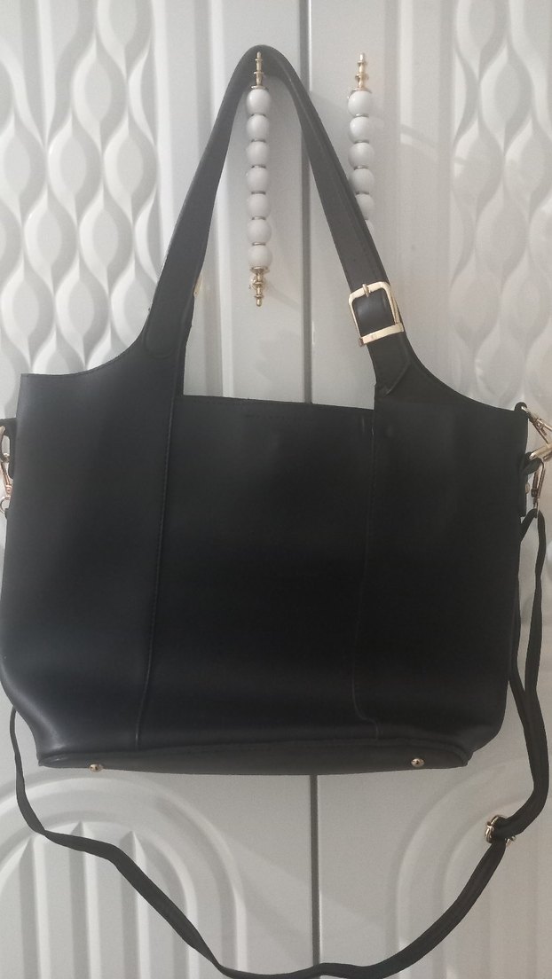 Siyah Deri Kadın Omuz Çantası - Görsel 2