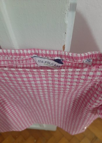 U.S Polo Assn. Pembe Mini Bluz, Kayık Yaka
