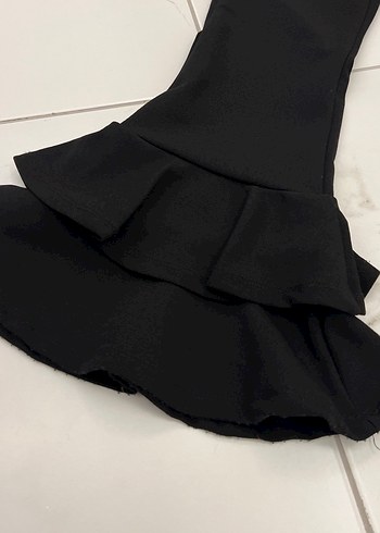 Kız Çocuk Siyah Volanlı Goth Tayt - Görsel 2