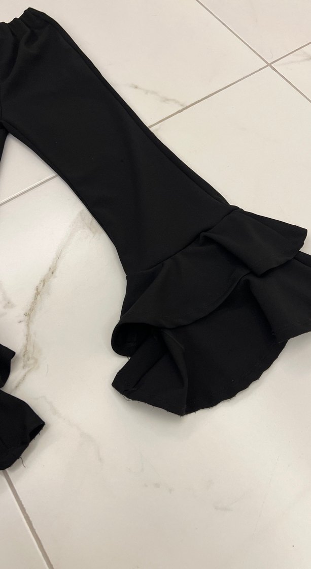 Kız Çocuk Siyah Volanlı Goth Tayt - Görsel 3