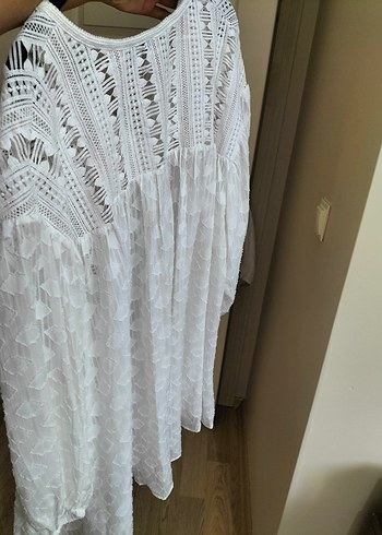 Dantel Detaylı Bohem Uzun Kollu Kadın plaj elbisesi - Görsel 7