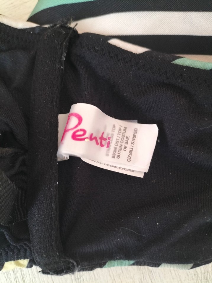 Penti Çizgili, Pilili Mini Bikini Üstü - Görsel 5