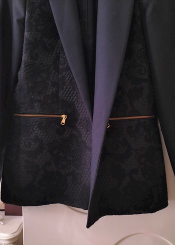 İPEKYOL İşlemeli Siyah Kadın Blazer Ceket - Görsel 5