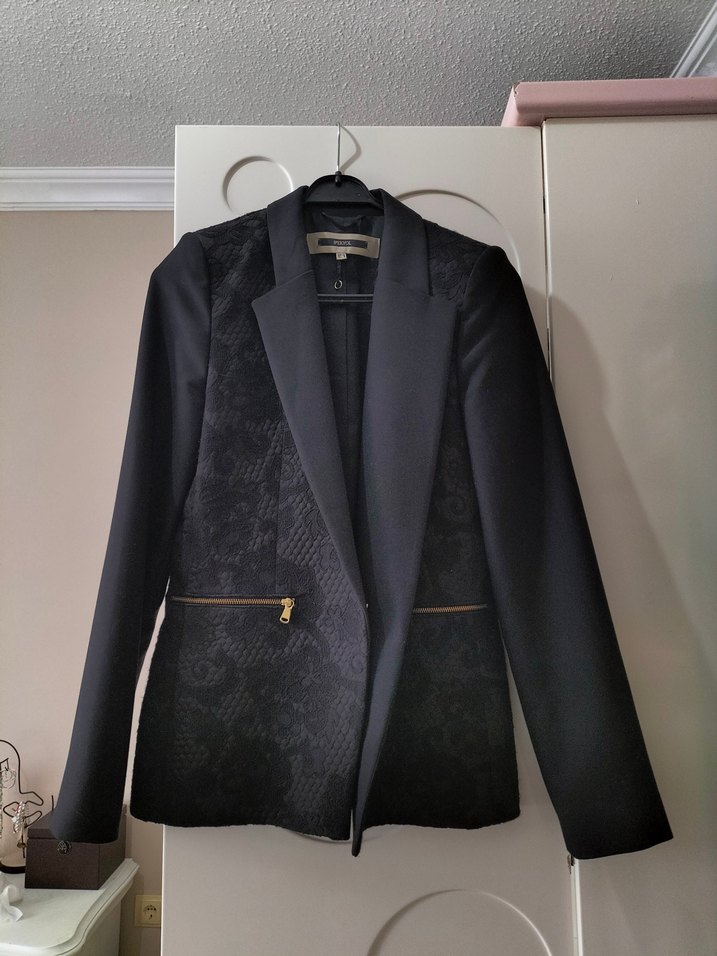 İPEKYOL İşlemeli Siyah Kadın Blazer Ceket - Görsel 3