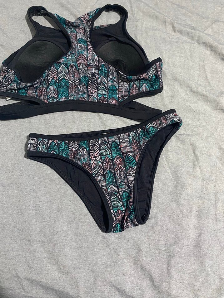 Fermuarlı Baskılı Mini Bikini Üstü - Görsel 2