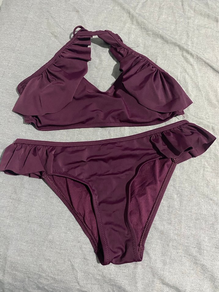 Mor Fırfırlı İpli Bikini Takımı - Görsel 2