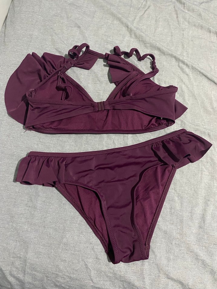 Mor Fırfırlı İpli Bikini Takımı - Görsel 3