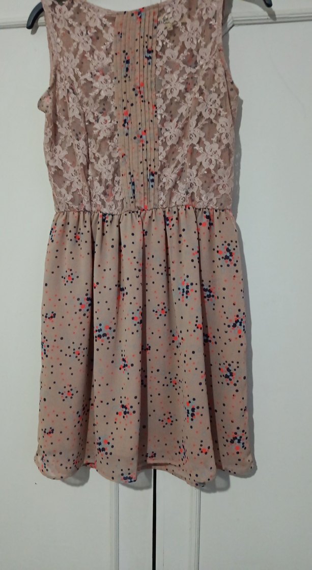 Dantel Detaylı Bej Midi Elbise - Görsel 2